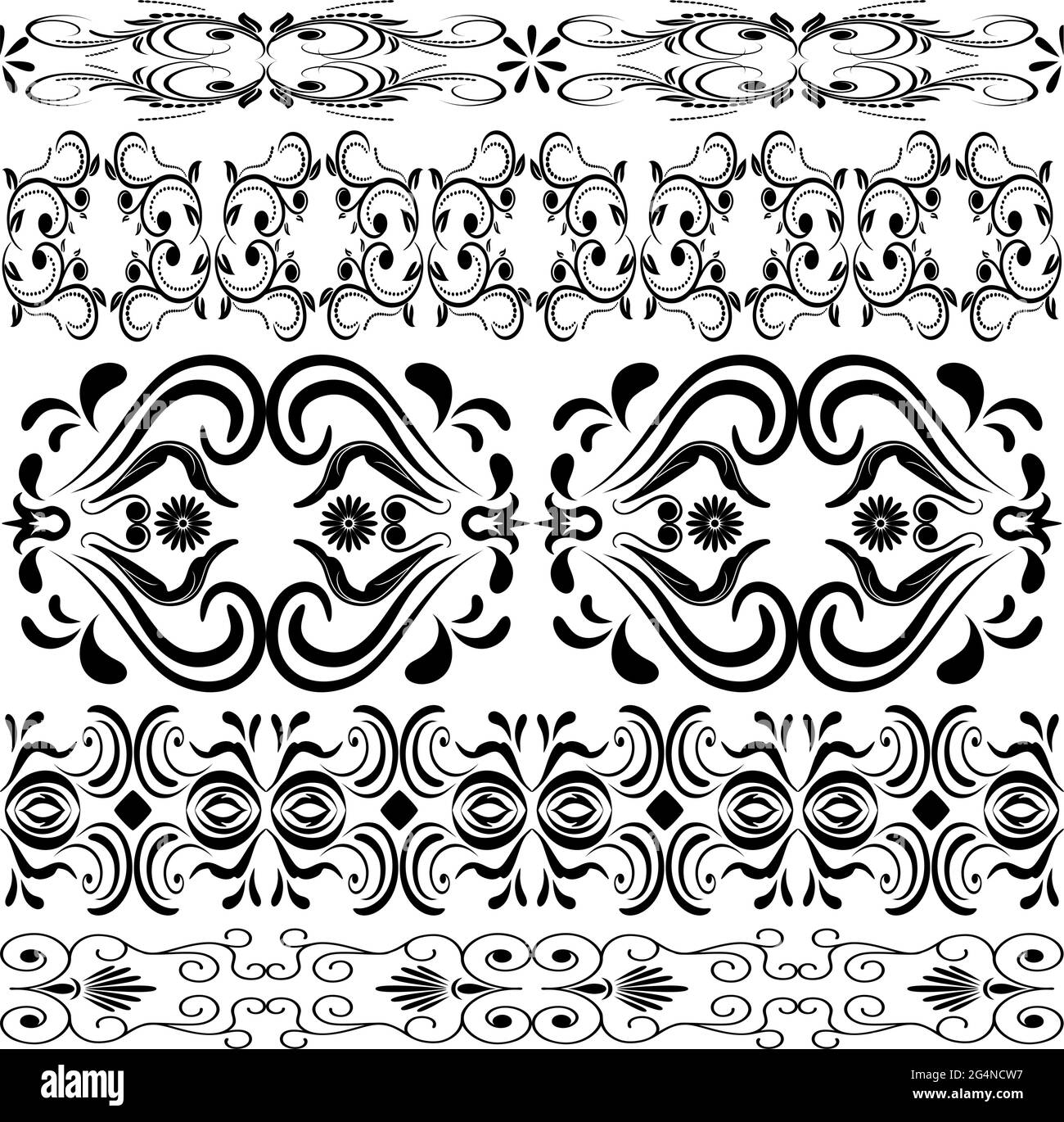 Elegant seamless ornament linear set, EPS8 - vector graphics Stock ...