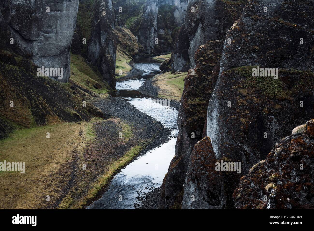 River in valley with steep sides Stock Photo