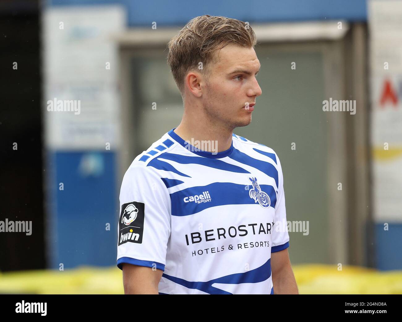 Duisburg, Deutschland. 22nd June, 2021. firo: 22.06.2021 Fuvuball: Soccer: 3rd Bundesliga test match MSV Duisburg - Spvg Schonnebeck test player Julius Rauch Credit: dpa/Alamy Live News Stock Photo