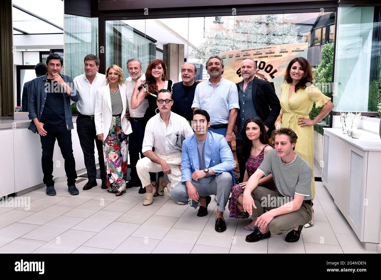 Rome, Italien. 22nd June, 2021. The Italian cast of the film school of mafia during the photocall, Rome (Italy). Rome (Italy), June22th 2021 Credit: dpa/Alamy Live News Stock Photo