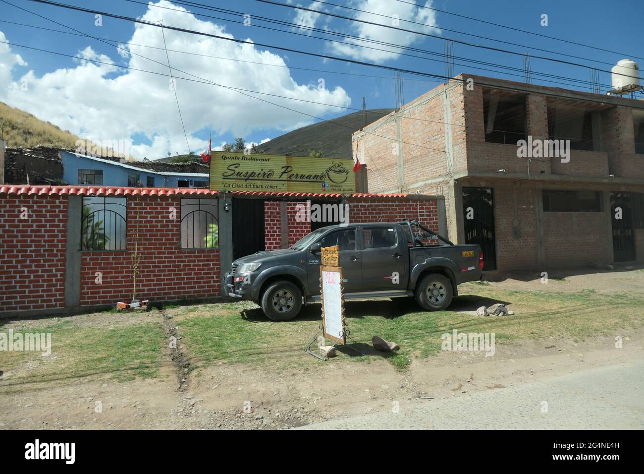 Car in a village Peru Stock Photo Alamy