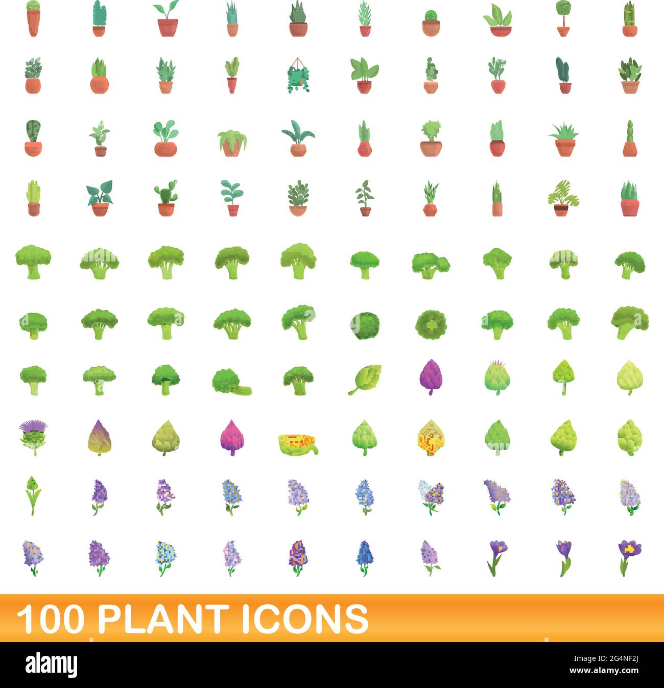 100 plant icons set. Cartoon illustration of 100 plant icons vector set ...