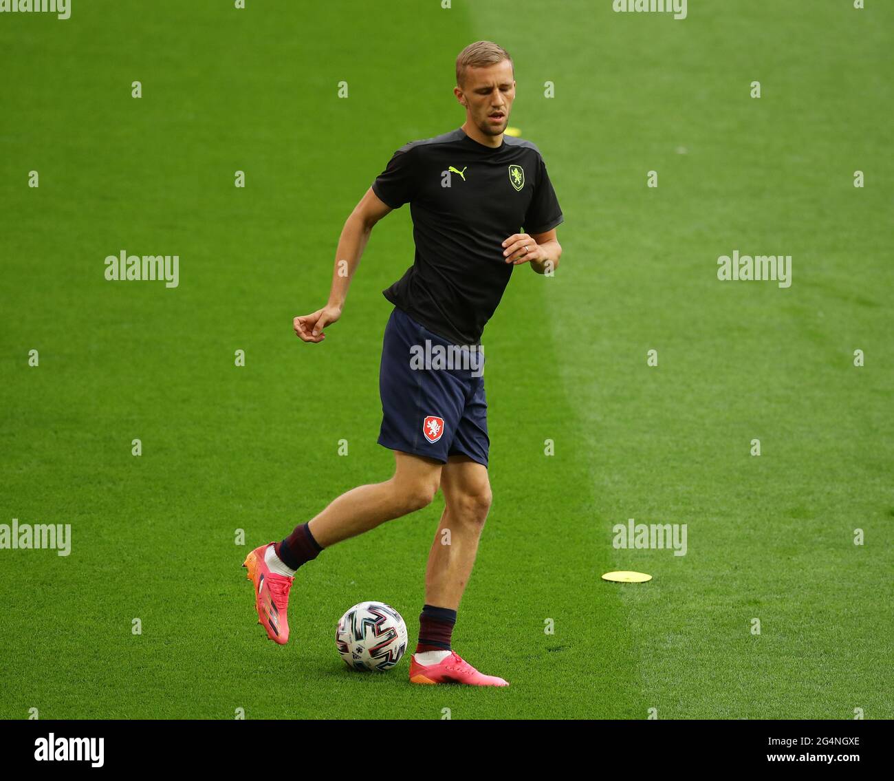 London, England, 22nd June 2021. Tomas Soucek of Czech Republic warms up during the UEFA European Championships match at Wembley Stadium, London. Picture credit should read: David Klein / Sportimage Stock Photo