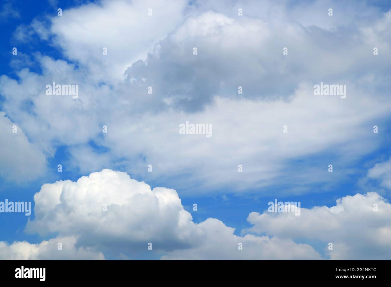 Fluffy white cumulus clouds floating on the sky Stock Photo