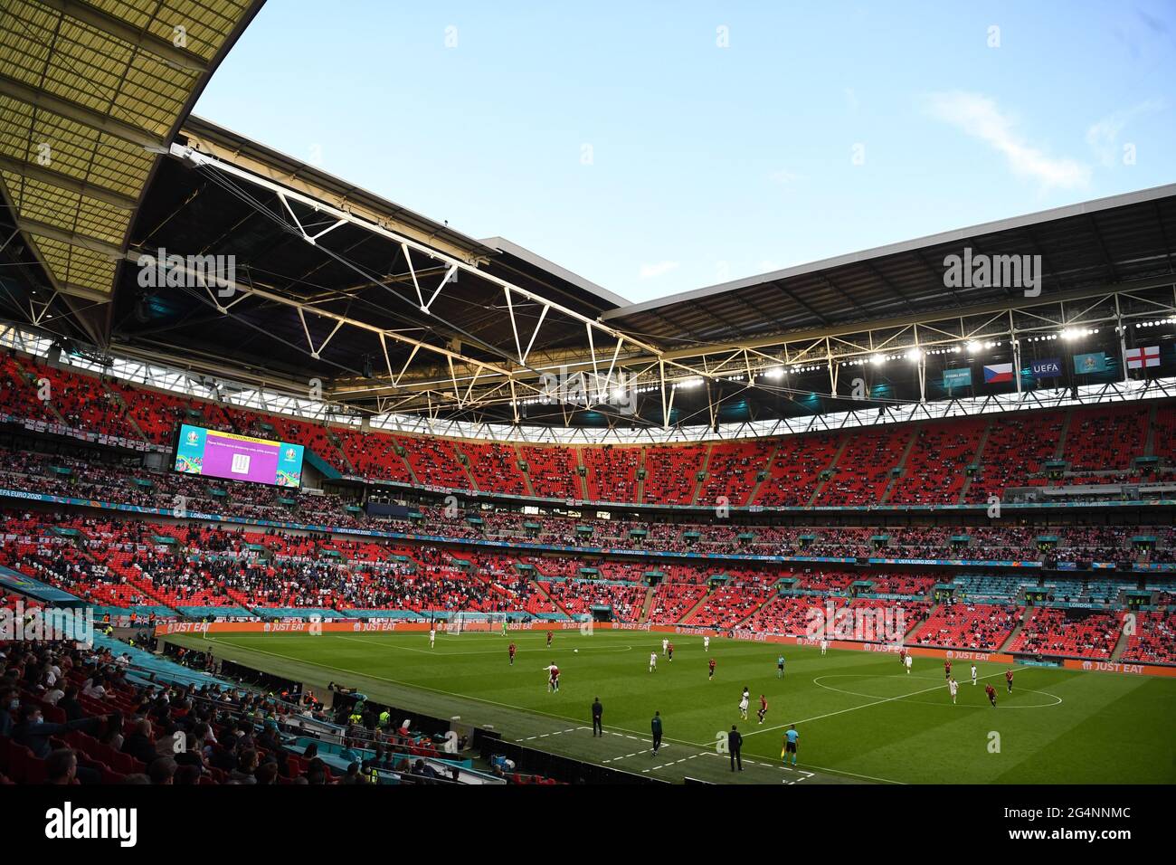 Soccer Football - Euro 2020 - Group D - Czech Republic v England - Wembley Stadium, London, Britain - June 22, 2021 General view inside the stadium during the match Pool via REUTERS/Neil Hall Stock Photo