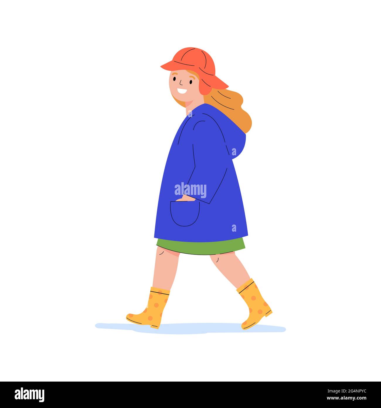 Happy child in a blue raincoat and gumboots Stock Vector Image & Art