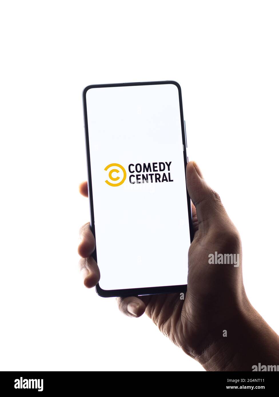 Comedy Central logo on phone screen stock image. Stock Photo
