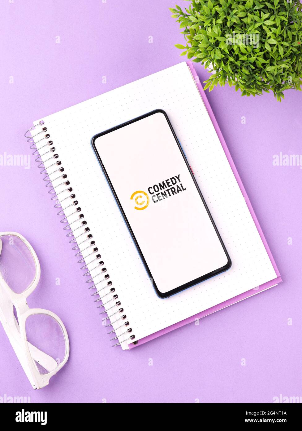 Comedy Central logo on phone screen stock image. Stock Photo