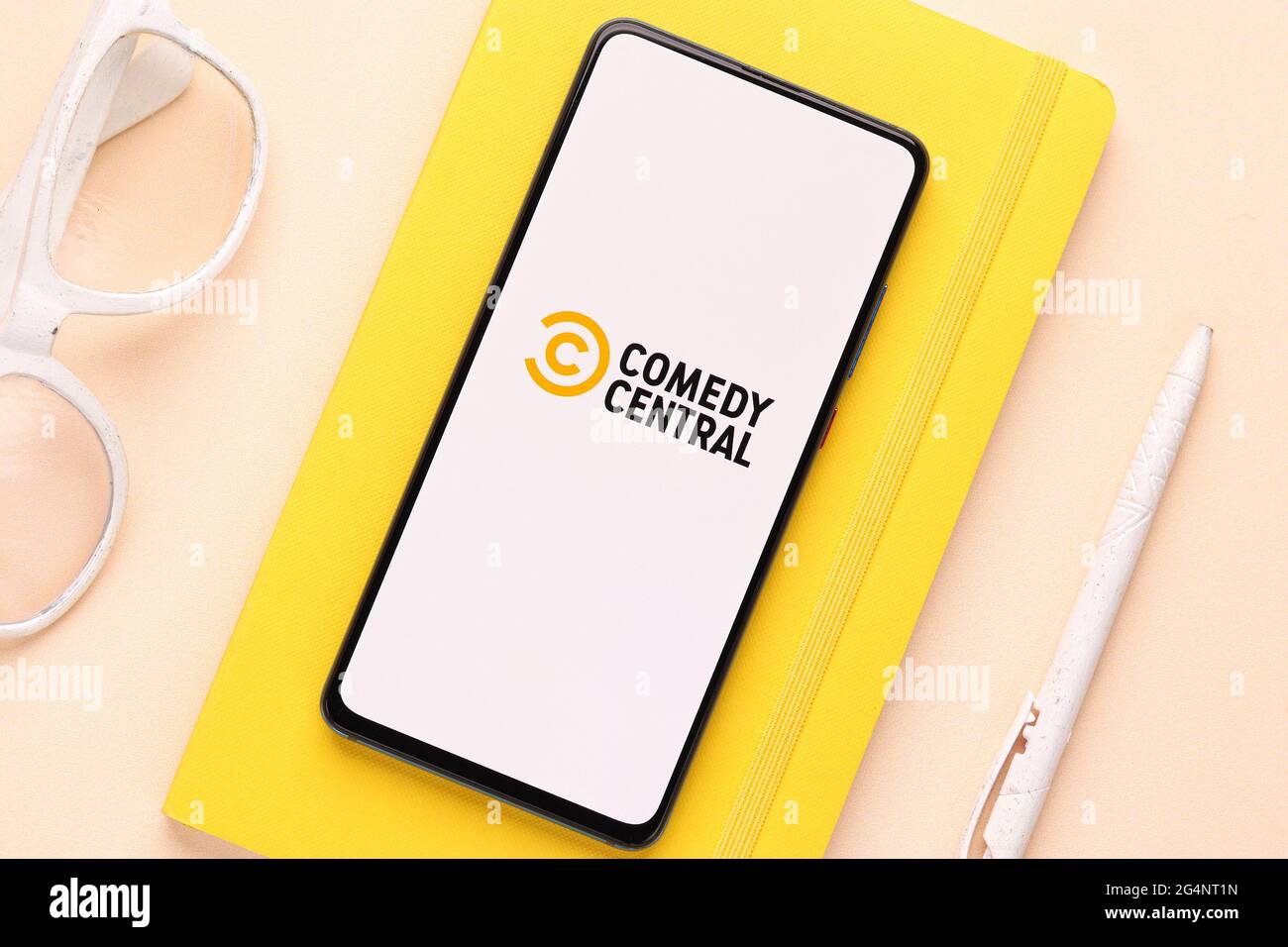 Comedy Central logo on phone screen stock image. Stock Photo