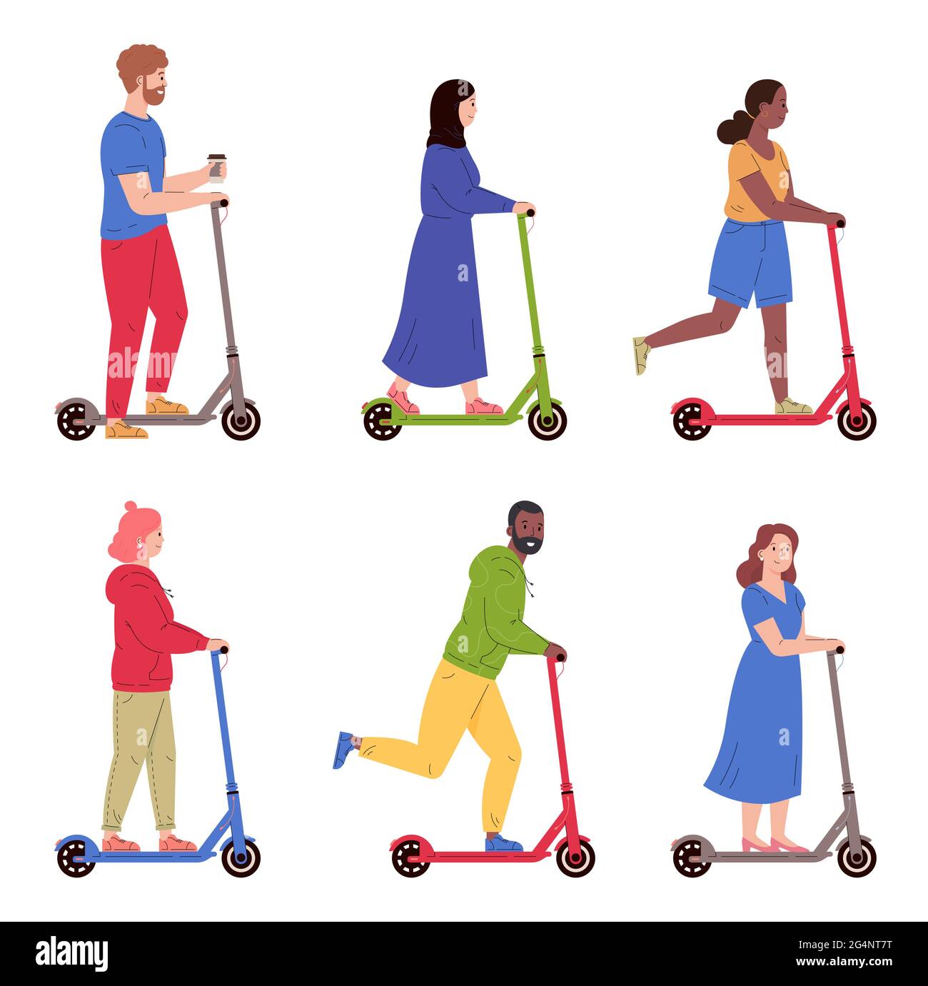 Motorized scooters people motorized Stock Vector Images Alamy