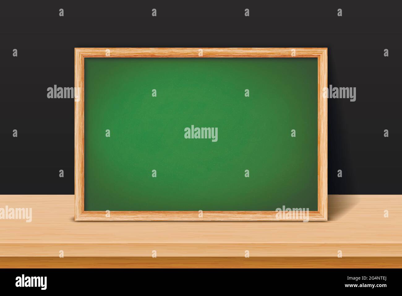 Vector 3d Realistic Blank Green Chalkboard, Wooden Frame Closeup ...