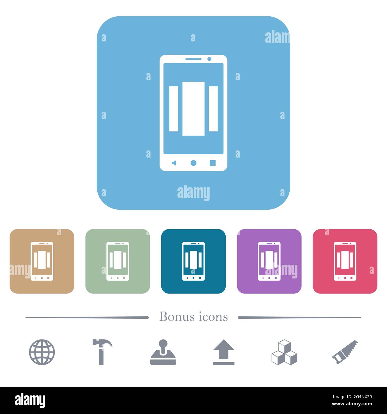 Setting up mobile homescreen white flat icons on color rounded square ...