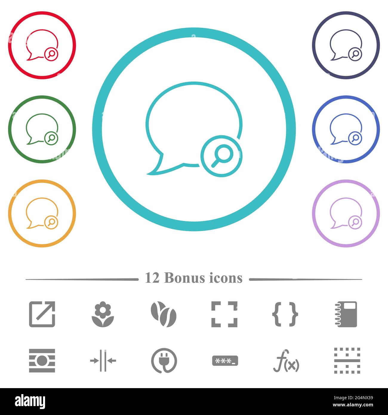 Find message outline flat color icons in circle shape outlines. 12 ...