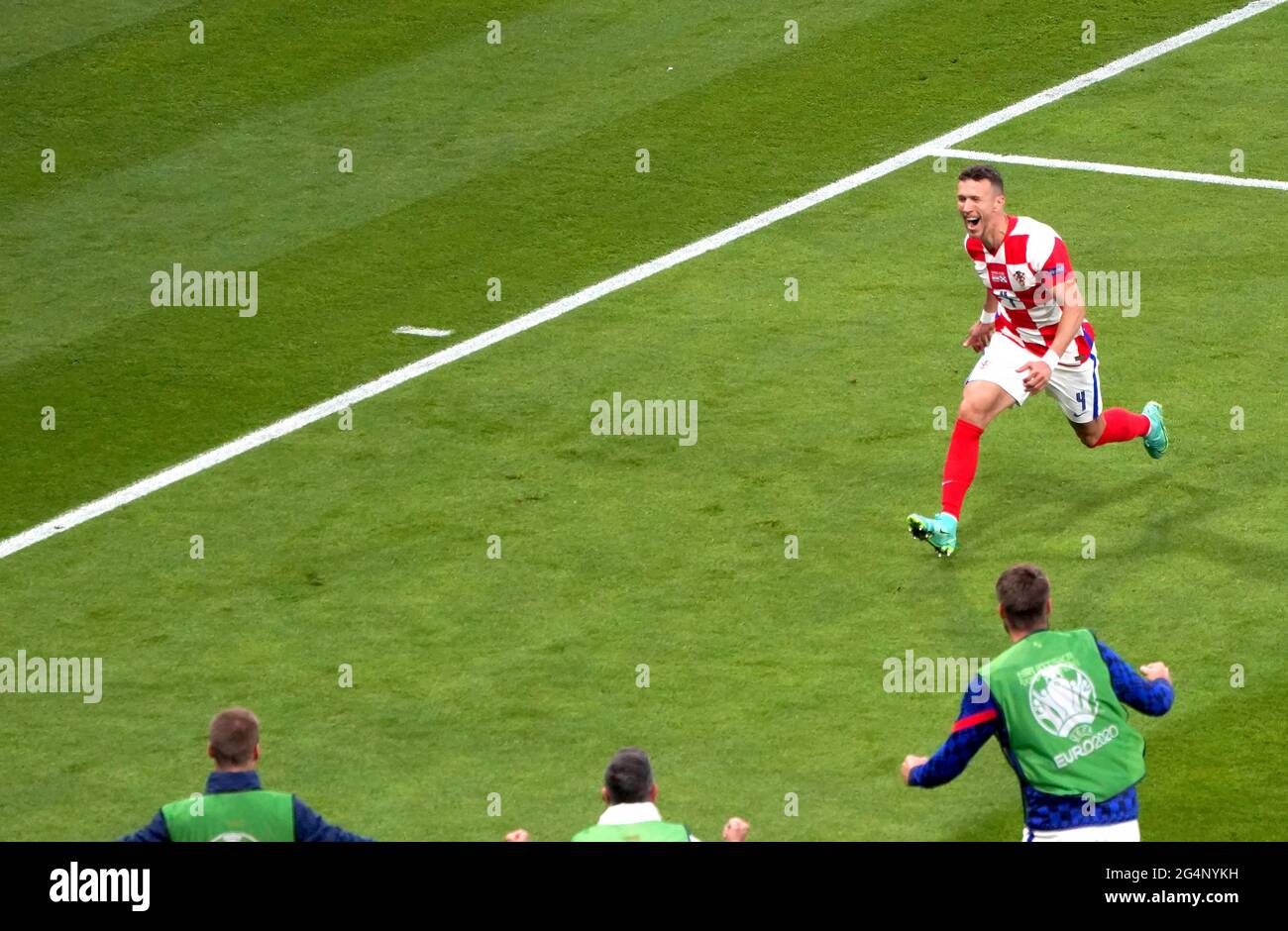 Croatia's Ivan Perisic celebrates scoring their side's third goal of the game during the UEFA Euro 2020 Group D match at Hampden Park, Glasgow. Picture date: Tuesday June 22, 2021. Stock Photo