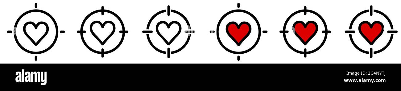 Heart icon in target crosshair. Focus on love or emotions concept ...