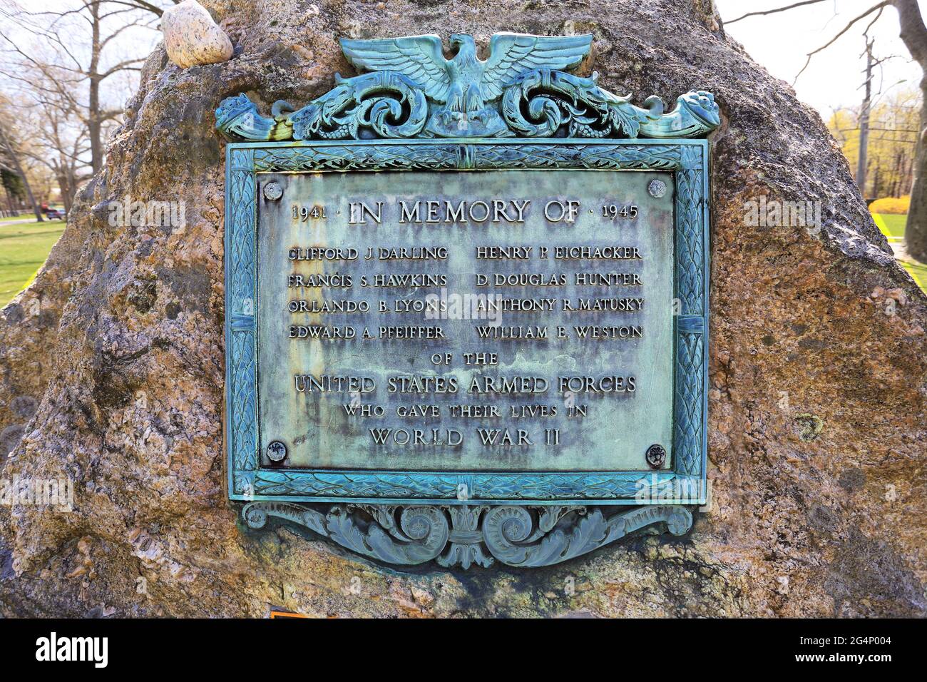 World War 2 memorial plaque Setauket Long Island New York Stock Photo
