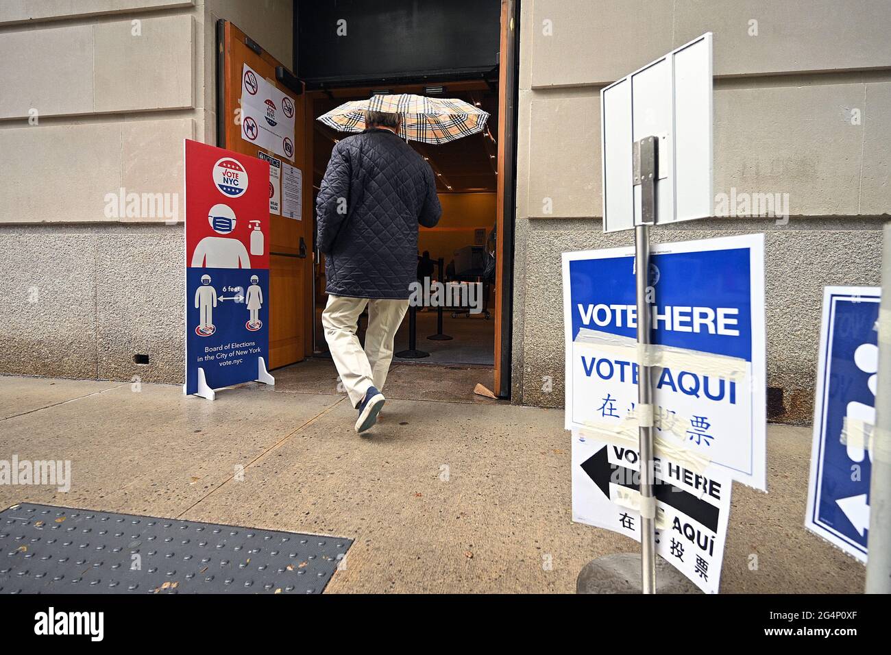 A Voter Arrives At A Polling Station Set Up At The Metropolitan Museum