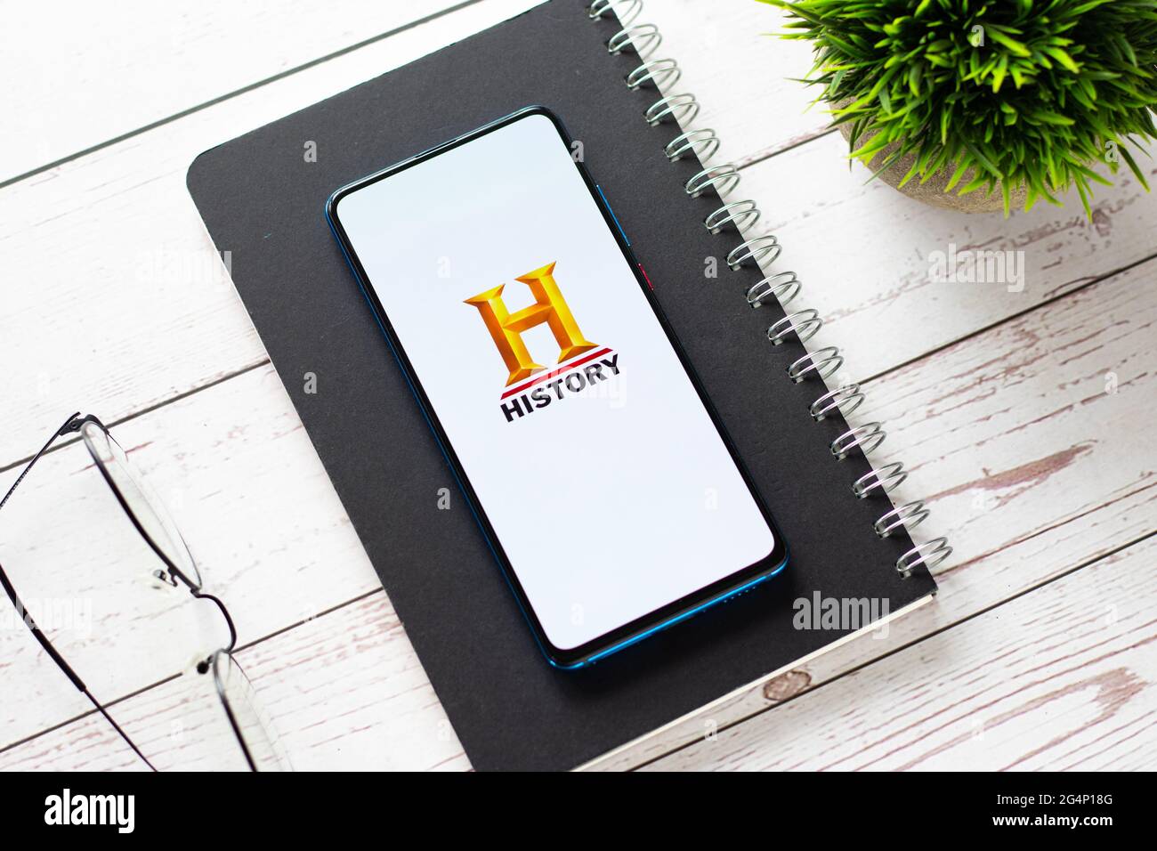History TV18 logo on phone screen stock image Stock Photo Alamy