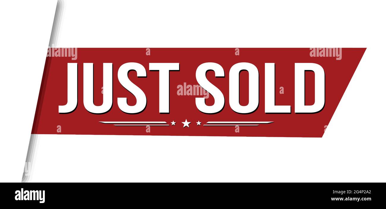 Just sold banner design on white background, vector illustration Stock