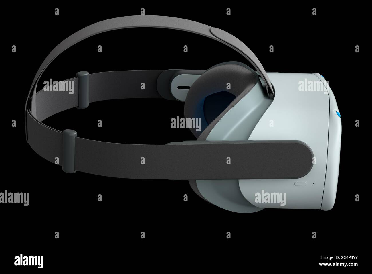 Virtual white reality glasses isolated on black background. 3d ...