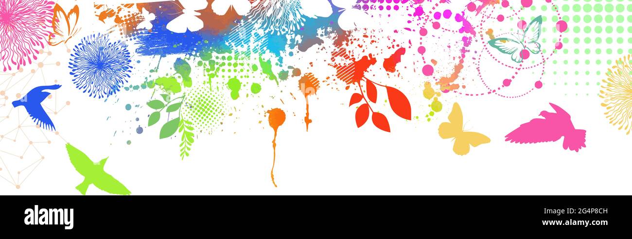 Multicolored floral abstraction background with blots. Vector illustration Stock Vector