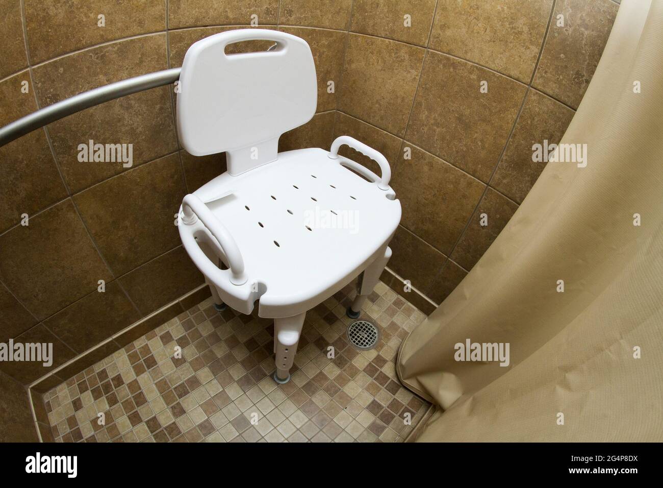 shower seat in a bathroom Stock Photo