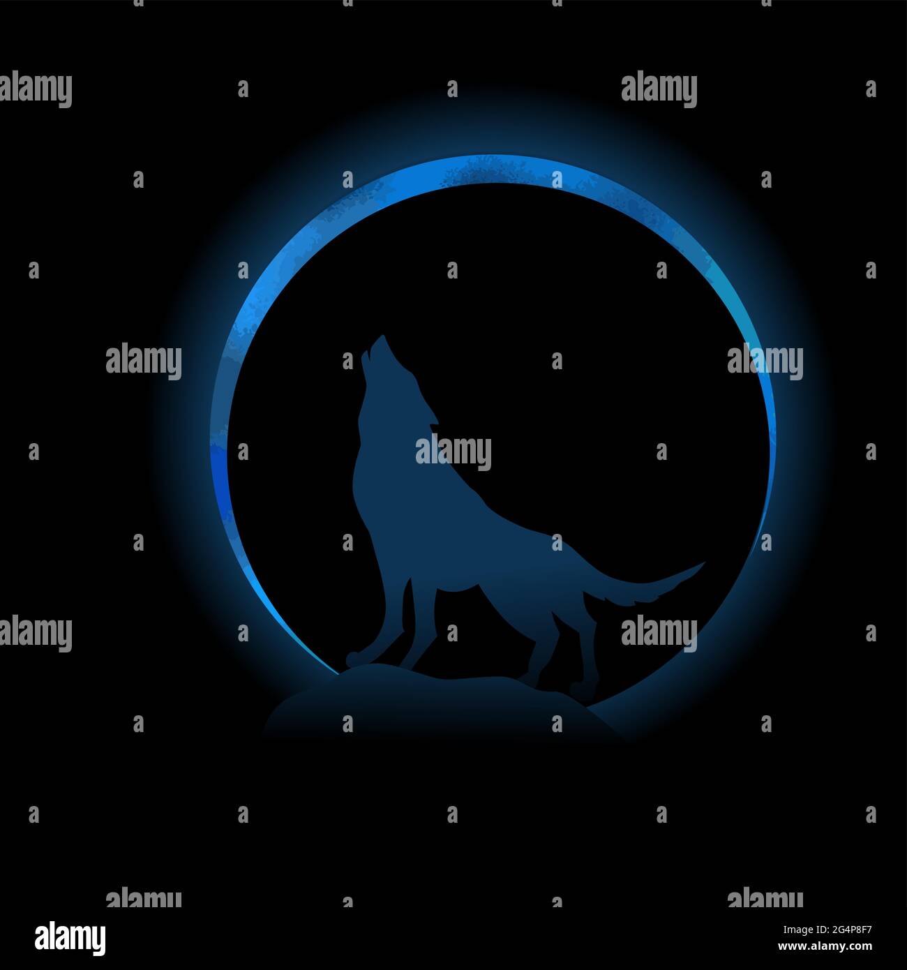 Wolf howling at the moon on a black background. shining moon . T-shirt ...