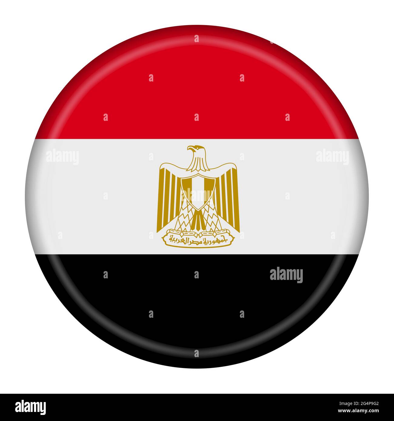 Egypt flag button 3d illustration with clipping path red white black