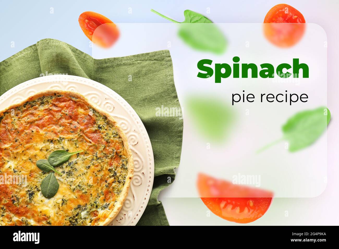 Tasty spinach pie on light background Stock Photo