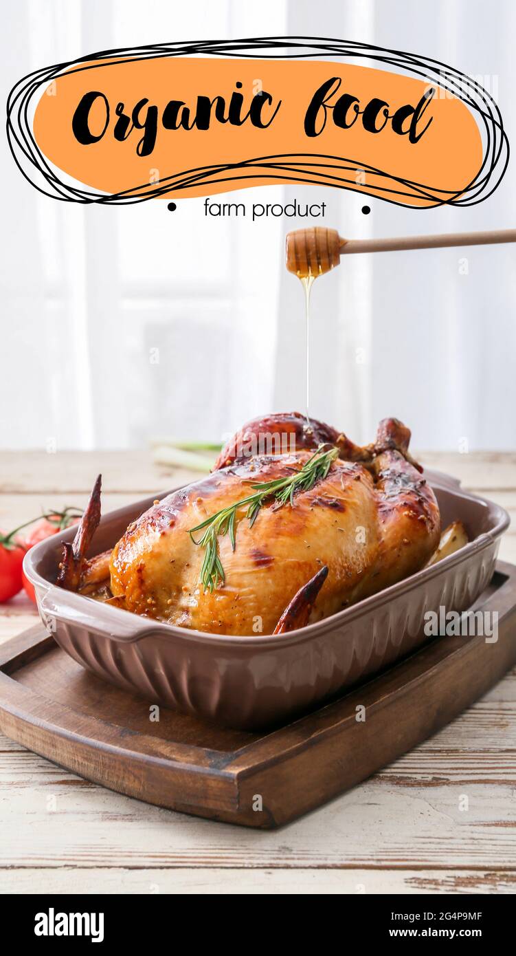 Chicken Tavolo Tasty whole roasted chicken on table Stock Photo - Alamy