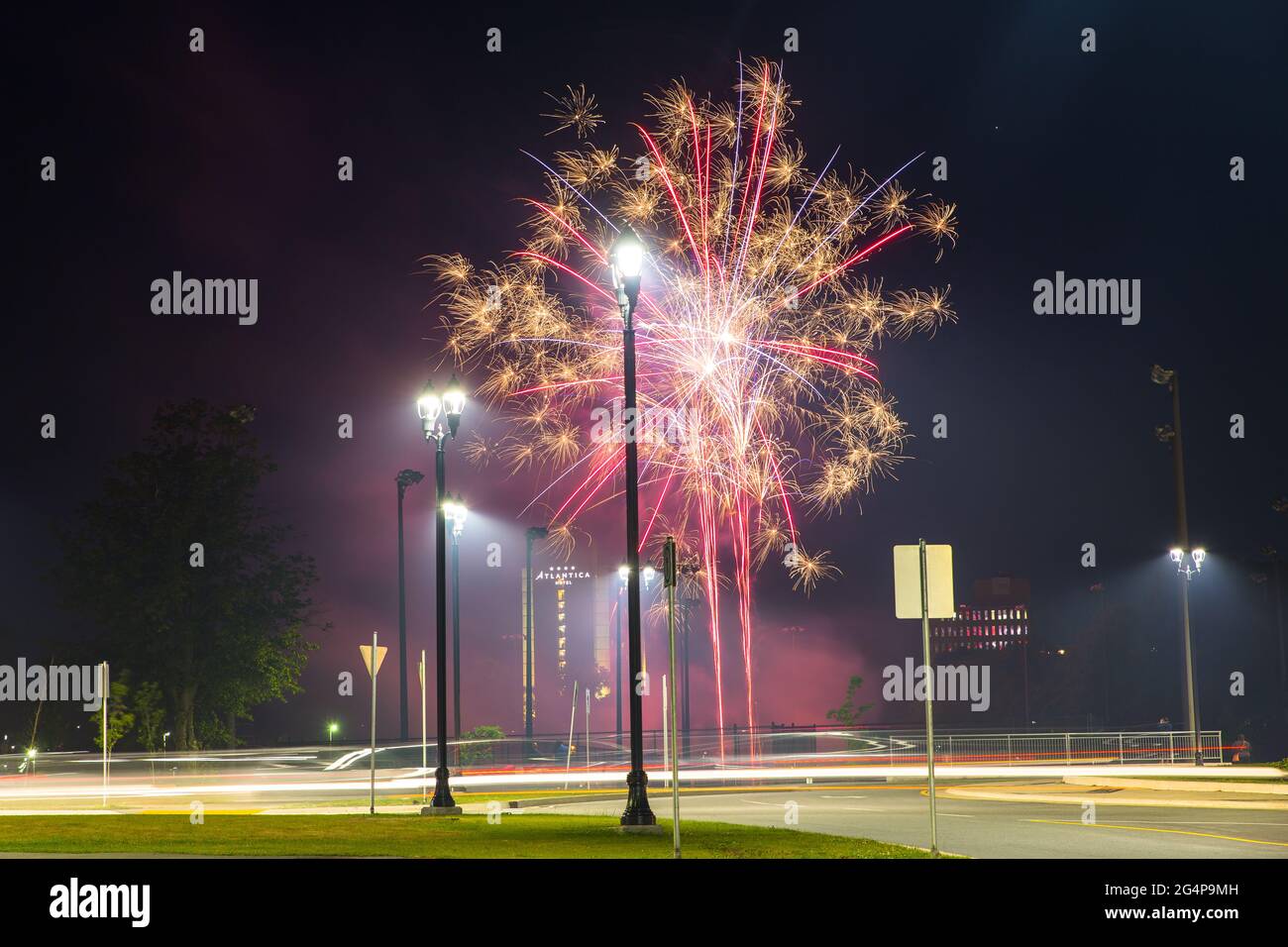 Grand Fireworks on Canada in downtown Halifax, Nova Scotia, Canada. Canada Day Fireworks as a