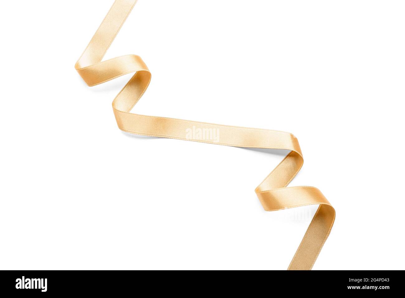 Beautiful golden ribbon on white background Stock Photo - Alamy