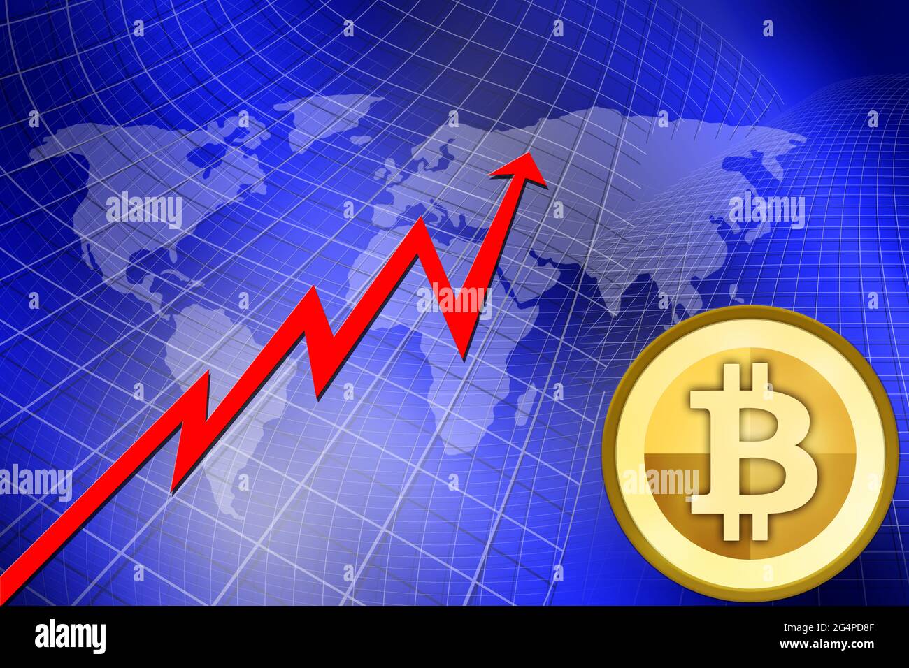 Cryptocurrency concept. Trends in bitcoin exchange rates. Rise and fall ...