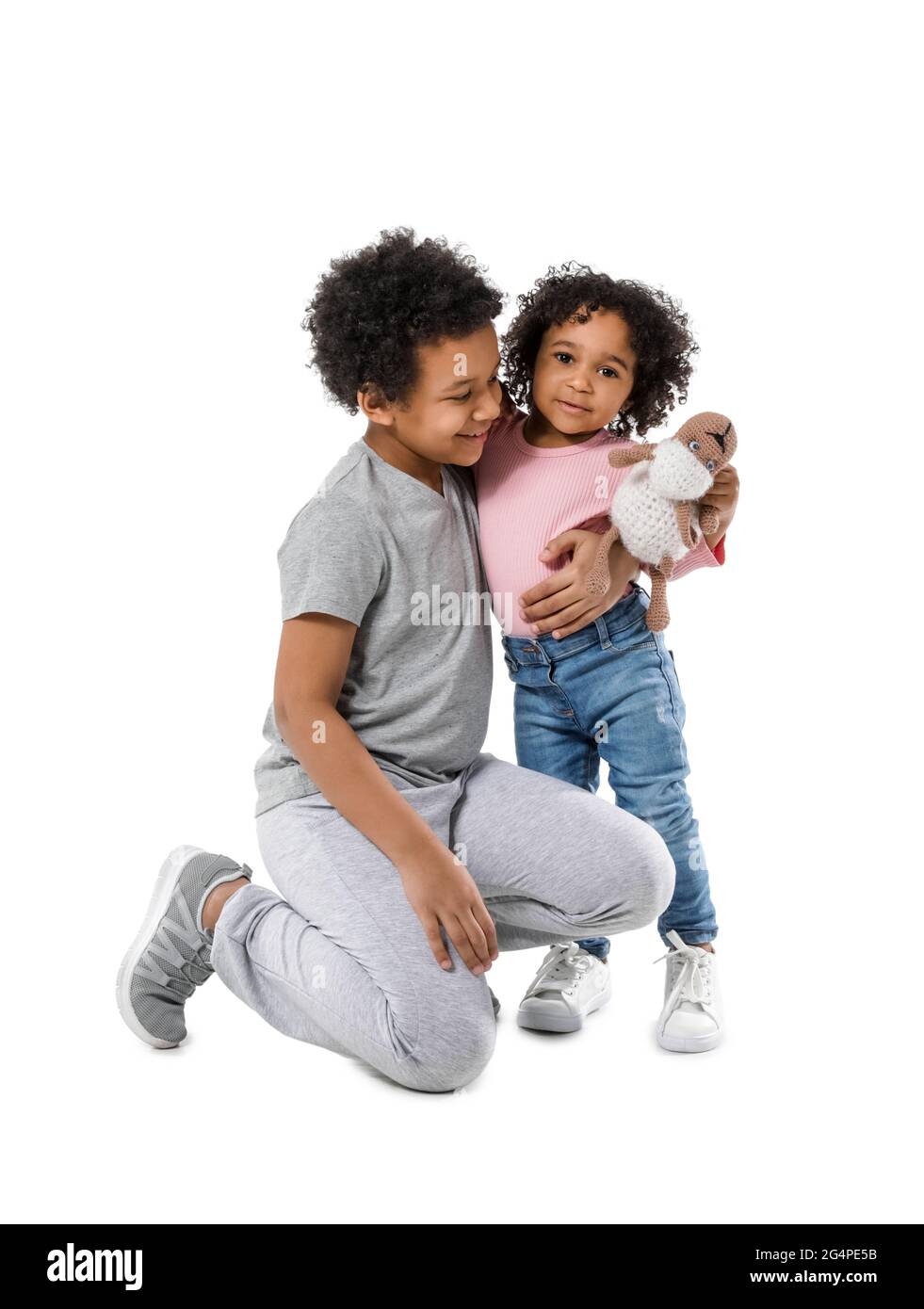 African-American children on white background Stock Photo - Alamy