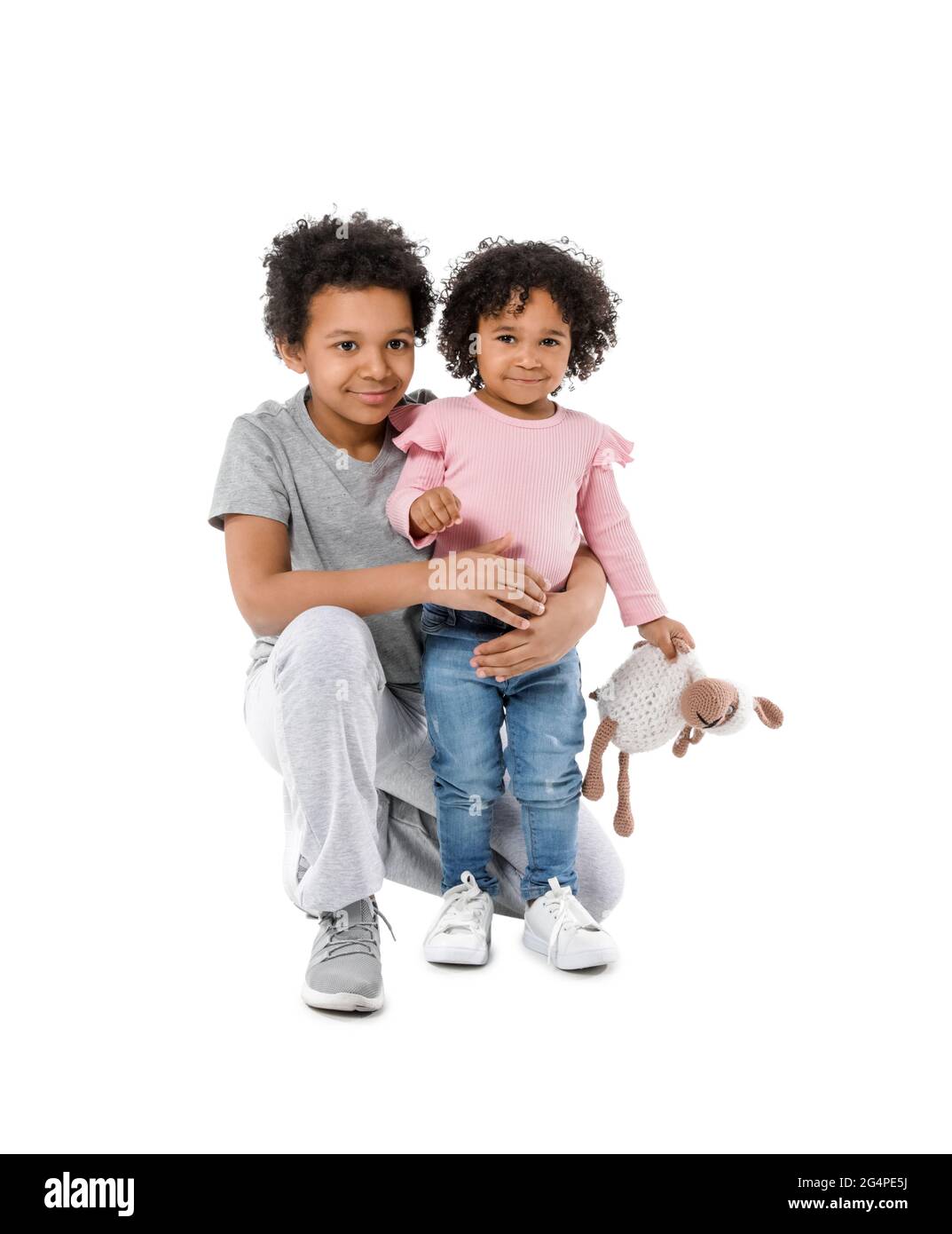 African-American children on white background Stock Photo - Alamy