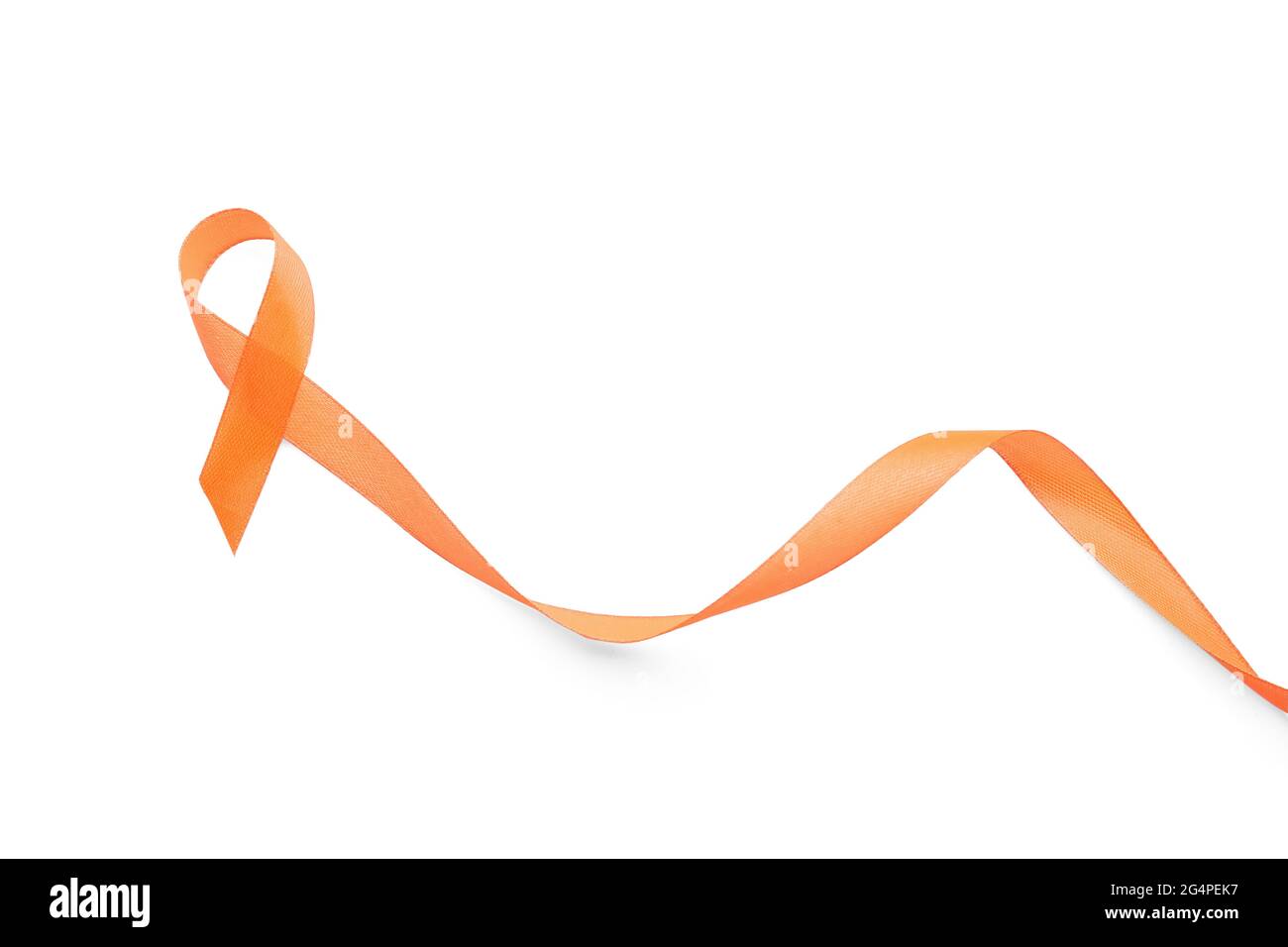 Orange ribbon on white background. Cancer leukemia awareness concept
