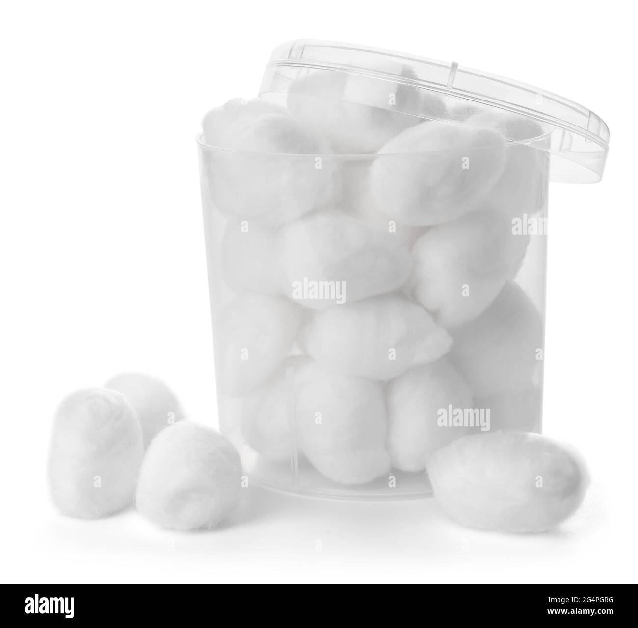 Container with cotton wool on white background Stock Photo Alamy