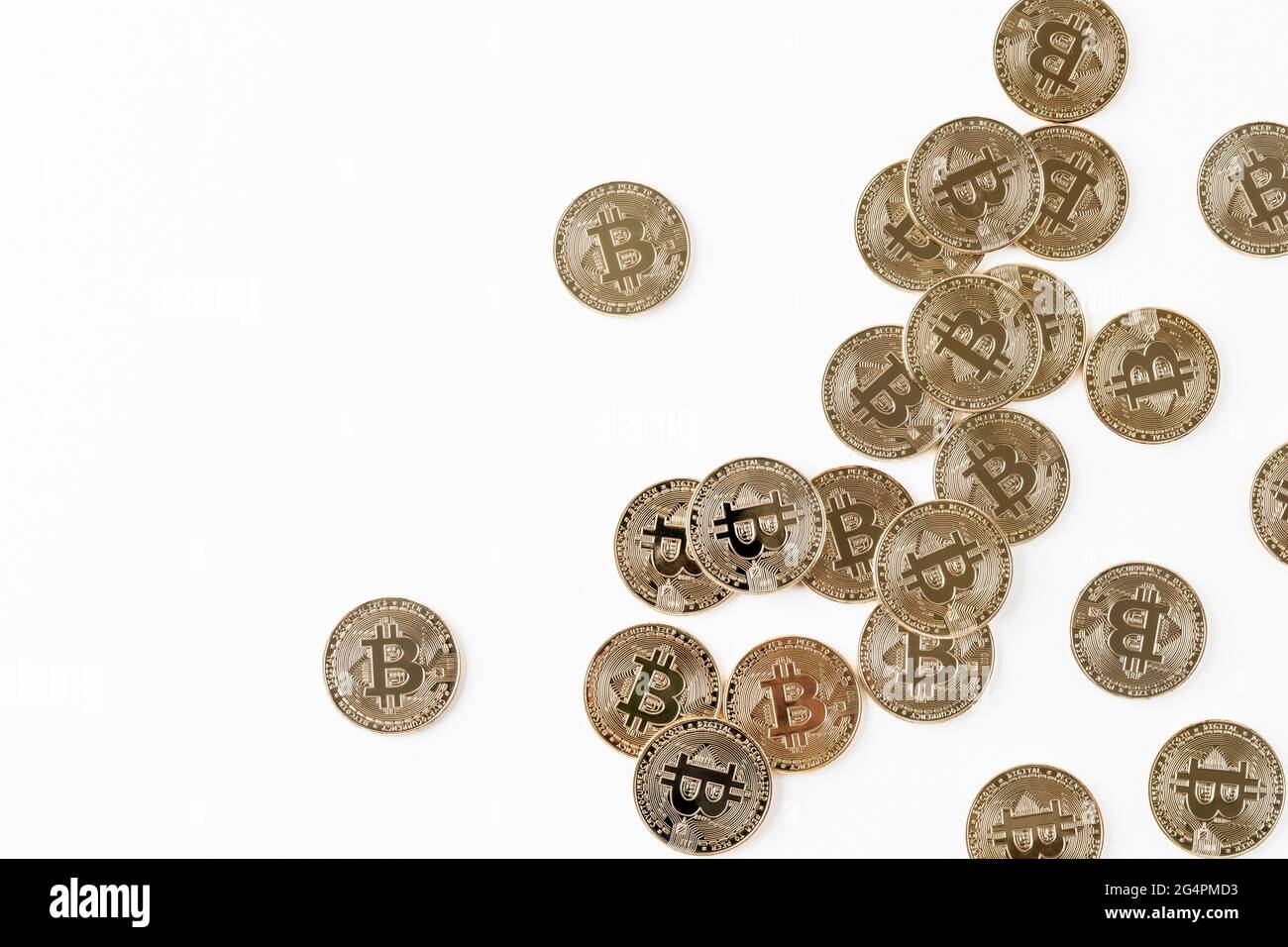 piled, spread bitcoin object, cryptocurrency concept Stock Photo - Alamy