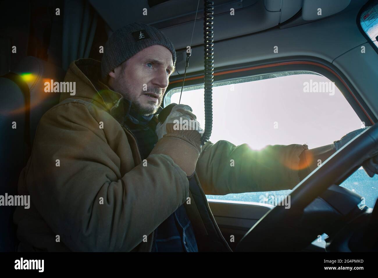 RELEASE DATE: June 25, 2021 TITLE: The Ice Road STUDIO: Netflix DIRECTOR: Jonathan Hensleigh PLOT: After a remote diamond mine collapses in the far northern regions of Canada, an ice driver leads an impossible rescue mission over a frozen ocean to save the lives of trapped miners. STARRING: LIAM NEESON as Mike. (Credit Image: © Netflix/Entertainment Pictures) Stock Photo