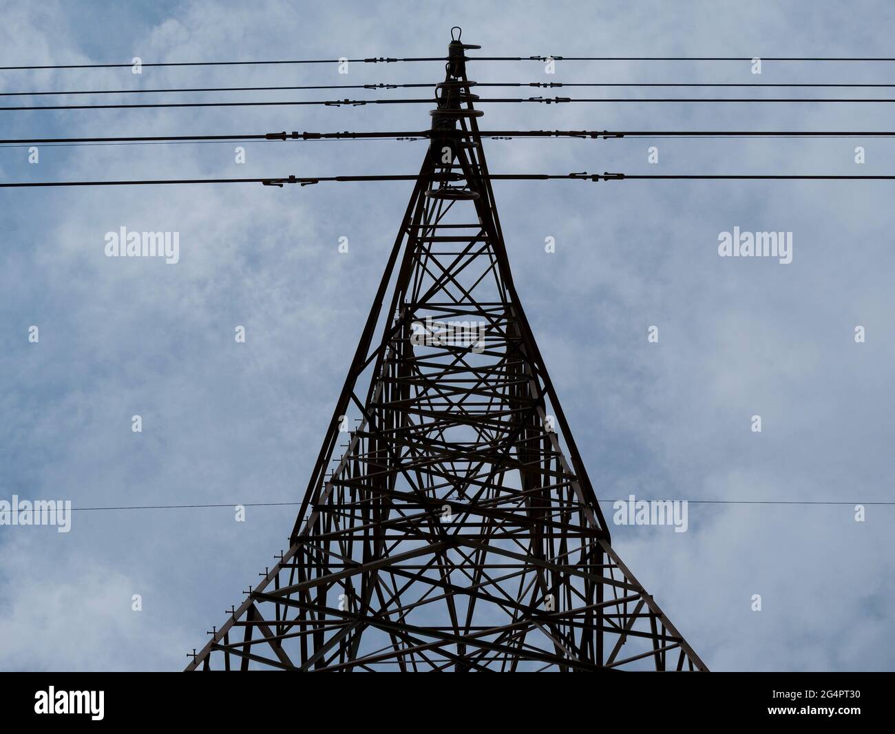 Tower isolate on sky backdrop industrial electric presentation Stock Photo