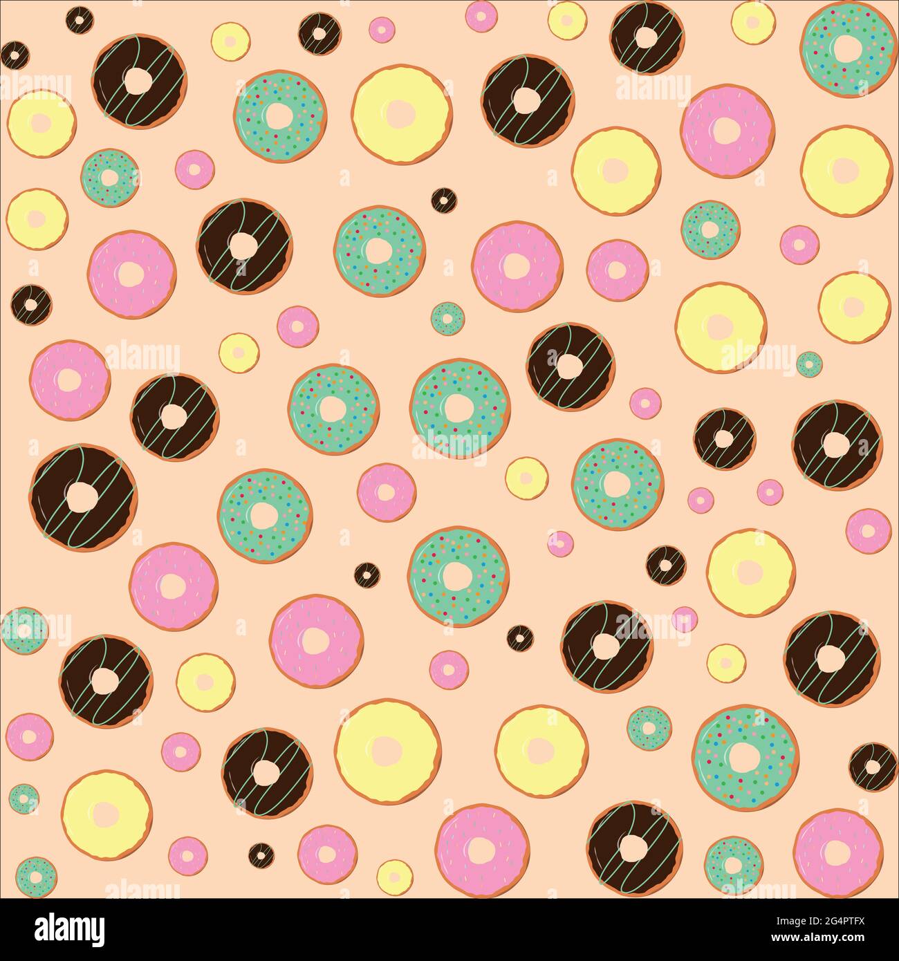Seamless pattern of cartoon colorful donuts , top view. Collection of ...