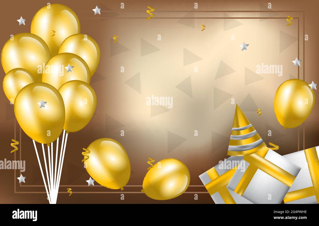 Happy Birthday Card Invitation Celebration Golden Balloon Background Stock Vector Image & Art - Alamy