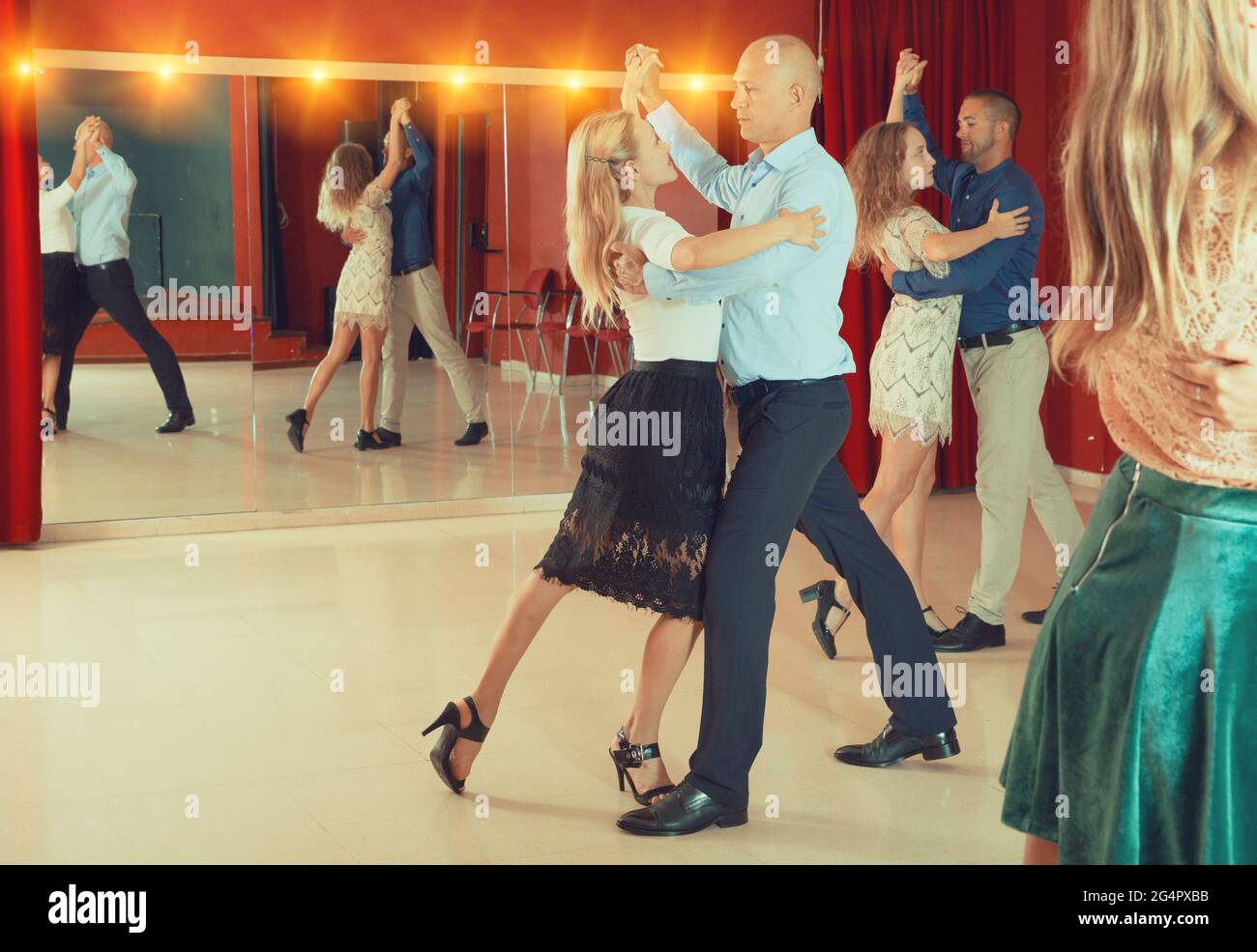 People learning to dance waltz Stock Photo