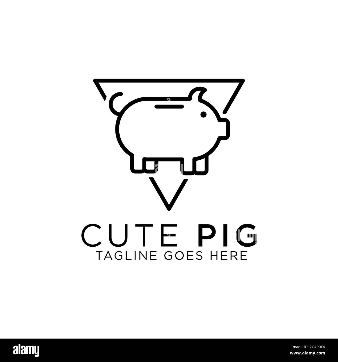 cute pig line art logo design vector, best for pet or animal logo inspirations Stock Vector
