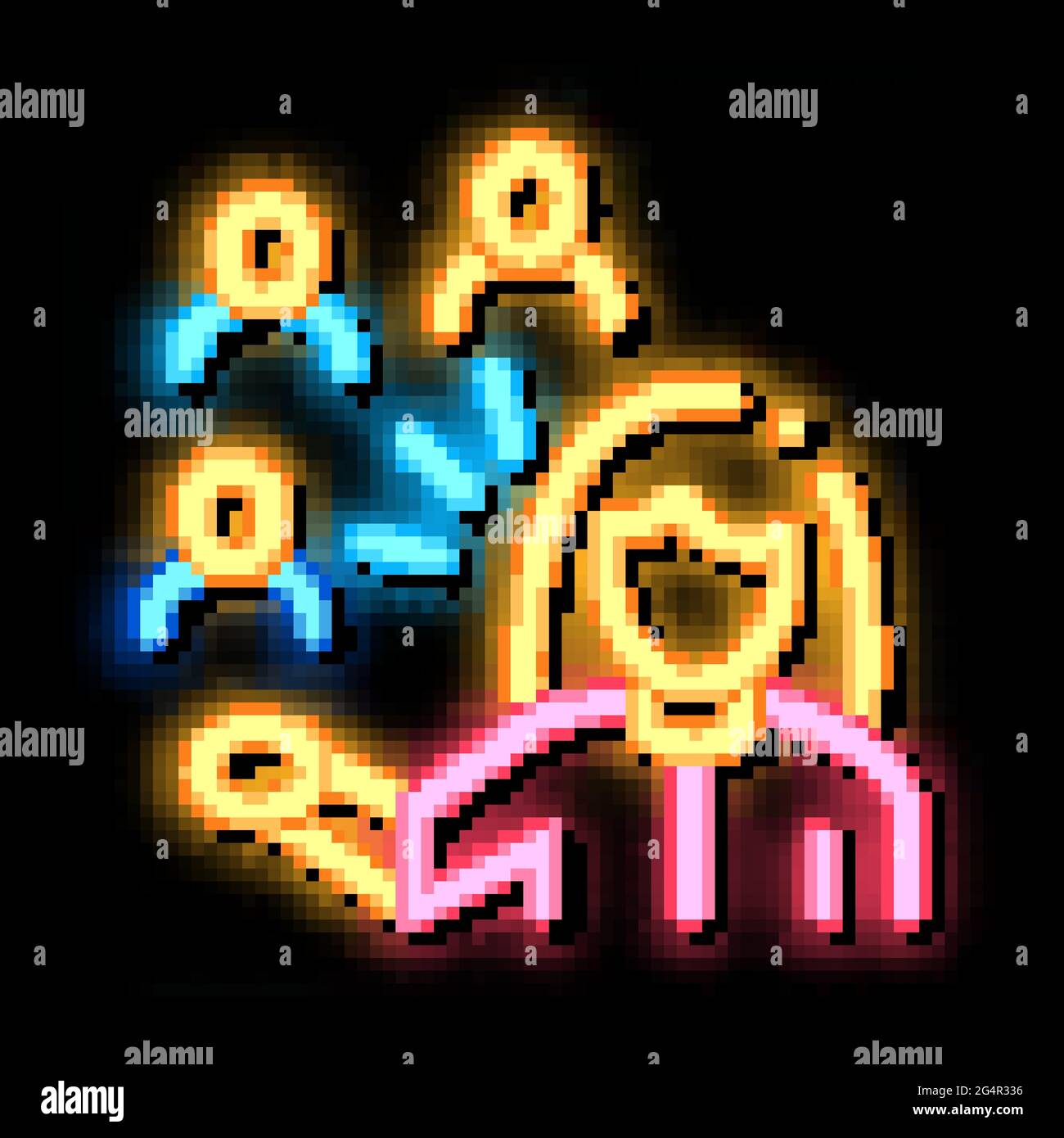 presentation of people by woman neon glow icon illustration Stock ...