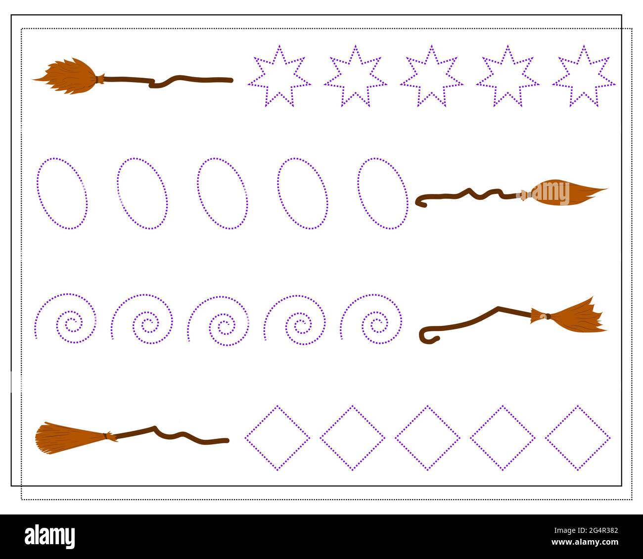 handwriting training game for kids dot to dot witch s broom halloween vector isolated on a white background stock vector image art alamy