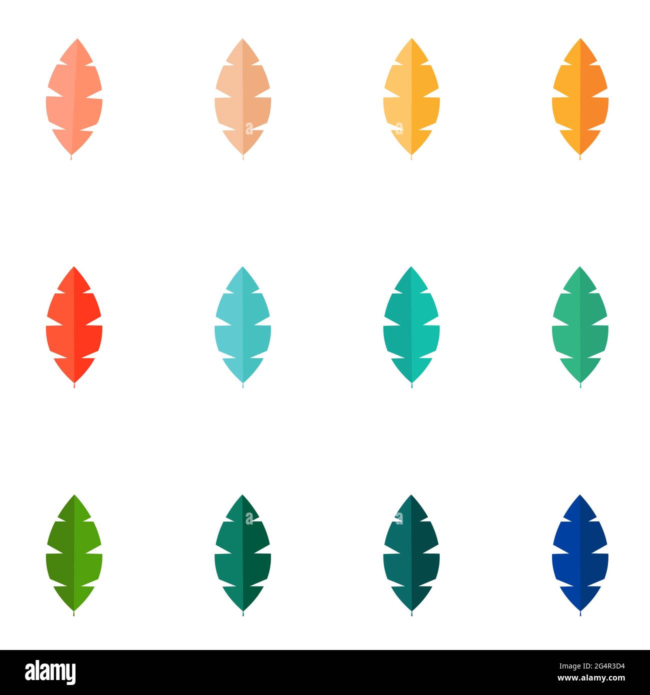 Set of Summer tropical leaves isolated on white background. Vector ...