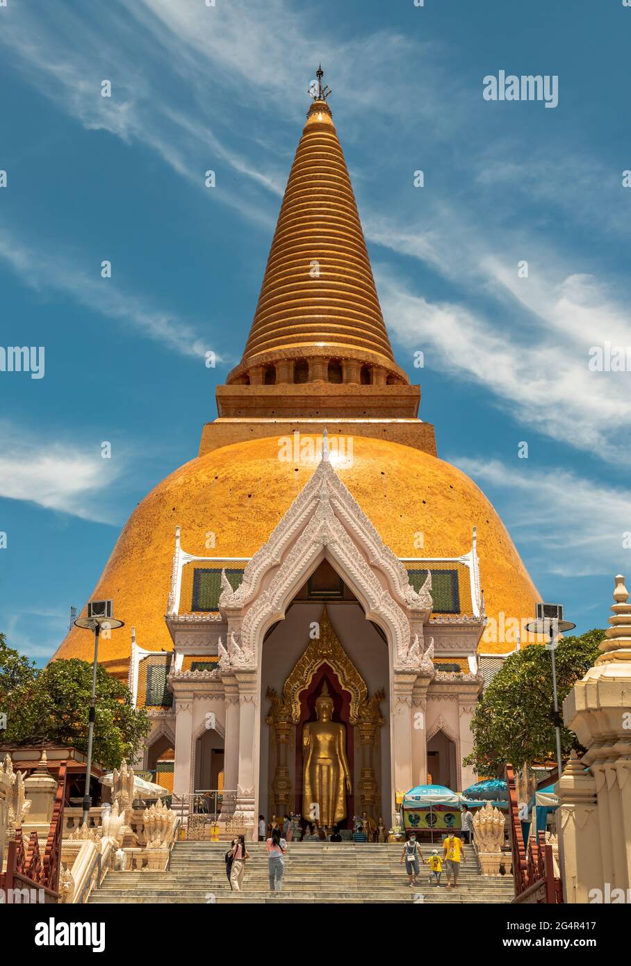 Nakhon Pathom Thailand May 22 21 Wat Phra Pathom Chedi Thai Popular Temple In Nakhon Pathom Province Of Thailand Selective Focus Stock Photo Alamy