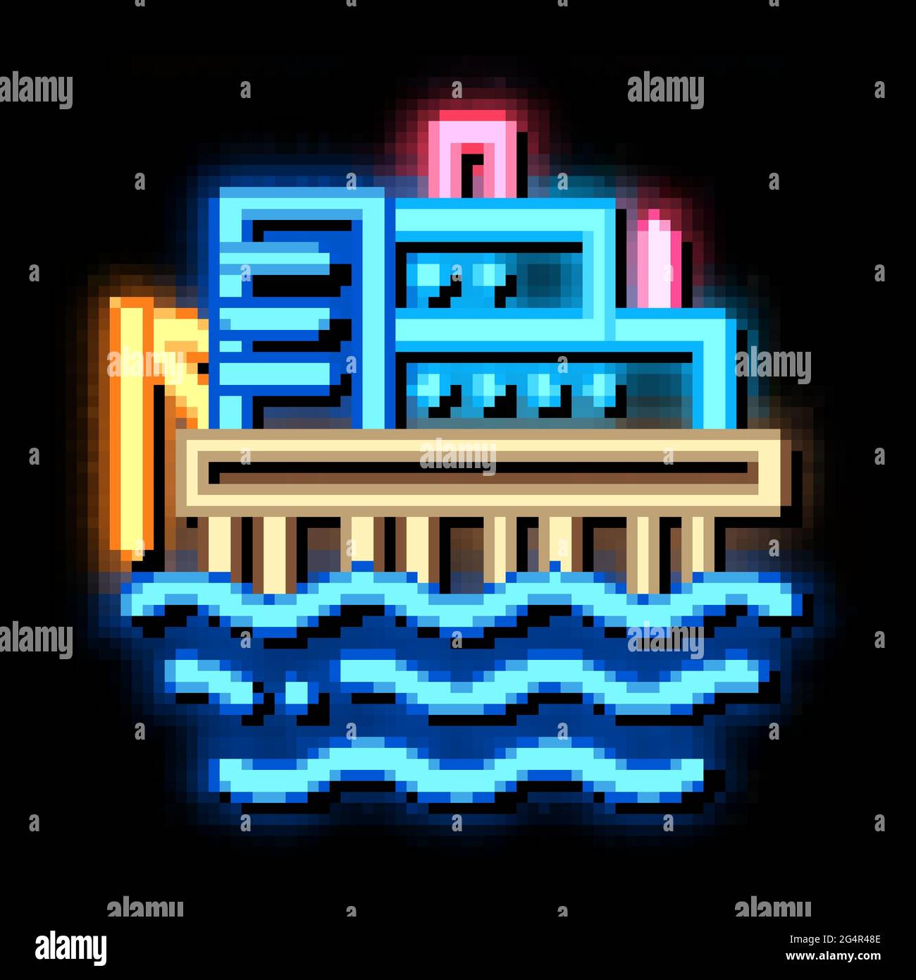 water power plant neon glow icon illustration Stock Vector Image & Art ...