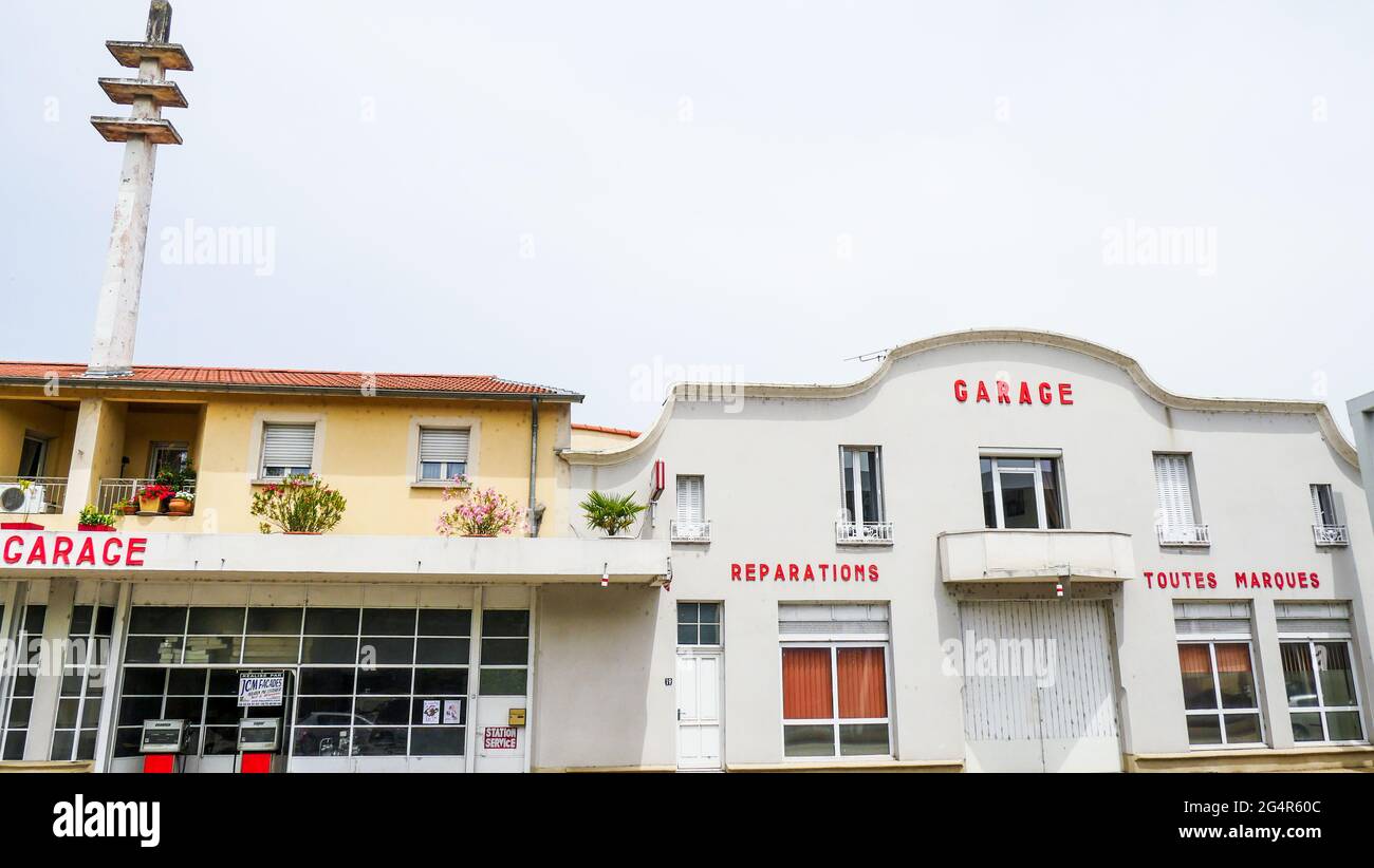 Vintage Gas station located along former RN7, Mythic road of French